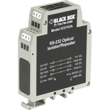Black Box DIN Rail Repeater with Opto-Isolation RS-232 ICD103A
