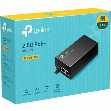 TP-Link TL-POE260S 25G PoE Injector - 120 V AC 230 V AC Input - 1 x 25 Gigabit Ethernet Input Ports - 1 x 25 Gigabit Ethernet - TL-POE260S