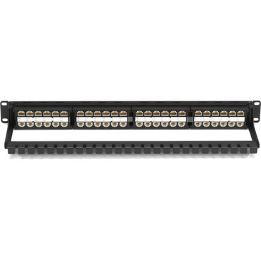 Black Box CAT5e Feed-Through Patch Panel - 1U Unshielded 48-Port - 48 x RJ-45 - 48 Ports - 48 x RJ-45 - 48 x RJ-11 - 1U High - 19 JPM810A-HD