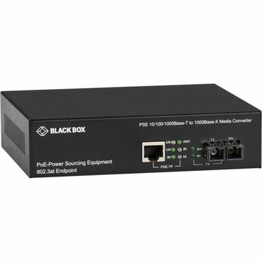 Black Box LPS500 TransceiverMedia Converter - Network RJ-45 - 1x PoE RJ-45 Ports - 1 x SC Ports - DuplexSC Port - Multi-mode - nm LPS500A-MM-SC-R3