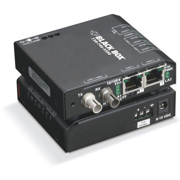 Black Box Fast Ethernet 100-Mbps Hardened Temperature Switch - 2 10100-Mbps Copper RJ45 1 100-Mbps Multimode Fiber 1300nm ST LBH100A-H-ST