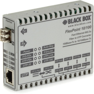 Black Box FlexPoint TransceiversMedia Converters - 1 x Network RJ-45 - 1 x LC Ports - DuplexLC Port - Multi-mode - Fast Ethernet - LMC100A-LC-R2