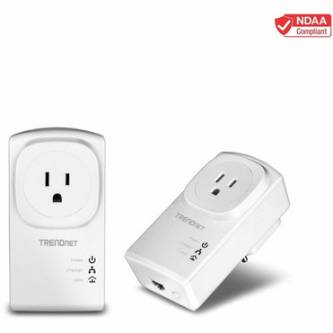 TRENDnet Powerline 500 AV Nano Adapter Kit With Built-In Outlet Power Outlet Pass-Through Includes 2 x TPL-407E Adapters Plug  For TPL-407E2K