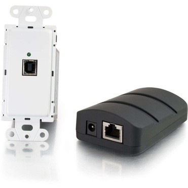 C2G USB 20 Over Cat5 Superbooster Wall Plate Transmitter to Dongle Receiver Kit - PVC - White 53878