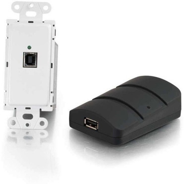 C2G USB 20 Over Cat5 Superbooster Wall Plate Transmitter to Dongle Receiver Kit - PVC - White 53878