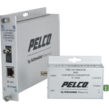 Pelco FMCI Series Ethernet Optical Fiber Media Converters - 1 x Network RJ-45 - 1 x ST Ports - DuplexST Port - Single-mode - Fast - FMCI-AF1SM1STM