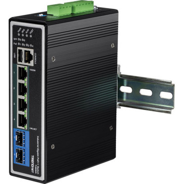 TRENDnet 6-Port Industrial Gigabit L2 Managed PoE DIN-Rail Switch - 6 Ports - Manageable - Gigabit Ethernet - 1000Base-T - TAA - 3 TI-BG62I
