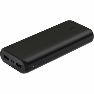 Belkin 20W 3-port USB Power Bank - 20K mAh - 2xUSB-A 12W 1xUSB-C 15W - Portable Charger - w USB-C to USB-C Cable - Black - For C BPB014BTBK