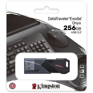 Kingston DataTraveler Exodia 256GB USB 32 Gen 1 Type A Flash Drive - 256 GB - USB 32 Gen 1 Type A - Matte Black - 5 Year DTXON256GB