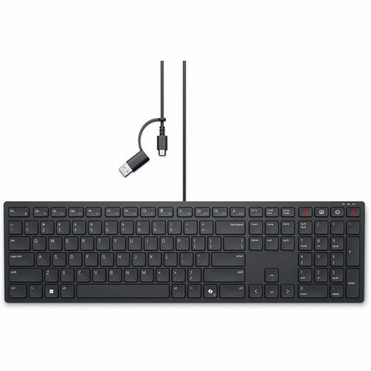 Dell Wired Collaboration Keyboard - KB525C - Cable Connectivity - USB Type C USB Type A Interface - 15 Screen Sharing CoPilot Video KB525C-US-DAO