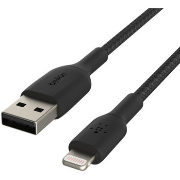 Belkin BoostCharge Braided Lightning to USB-A Cable 1 meter  33 foot Black - 33 ft LightningUSB Data Transfer Cable for iPhone CAA002BT1MBK