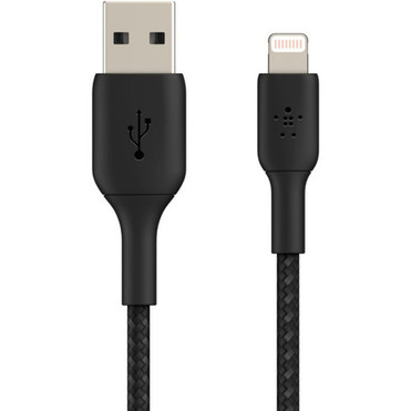 Belkin BoostCharge Braided Lightning to USB-A Cable 1 meter  33 foot Black - 33 ft LightningUSB Data Transfer Cable for iPhone CAA002BT1MBK