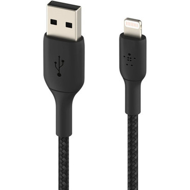 Belkin BoostCharge Braided Lightning to USB-A Cable 1 meter  33 foot Black - 33 ft LightningUSB Data Transfer Cable for iPhone CAA002BT1MBK