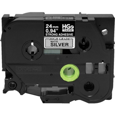 Brother HGES9515PK Black on Matte Silver Extra-Strength Adhesive Label Tape - 1516 Width - Thermal Transfer - Matte Silver - 5 Pack HGES9515PK