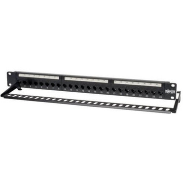 Tripp Lite 24-Port Cat5e Cat5 Feedthrough Patch Panel Rackmount 1URM RJ45 Ethernet TAA - 24 x RJ-45 N054-024