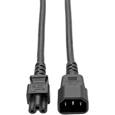 Tripp Lite 6in Laptop Power Cord Adapter Cable C14 to C5 25A 18AWG 6 - 110 V AC 220 V AC - Black - 6 Cord Length - IEC 60320 C5  P014-06N