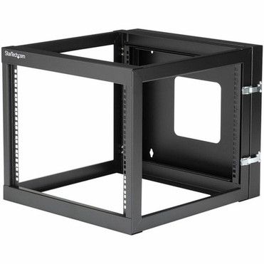 StarTechcom 4-Post 8U Hinged Wall-Mount Network Rack 19 Open Frame Server Rack Wall Mount Data Rack for IT Computer Equipment - - RK819WALLOH