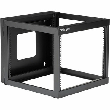 StarTechcom 4-Post 8U Hinged Wall-Mount Network Rack 19 Open Frame Server Rack Wall Mount Data Rack for IT Computer Equipment - - RK819WALLOH