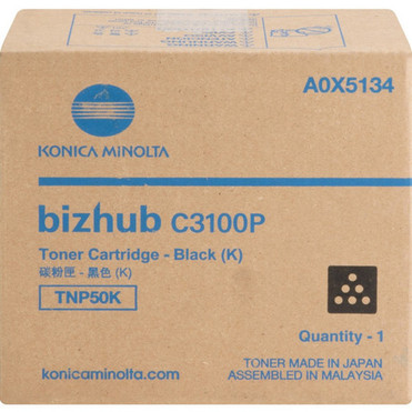 Konica Minolta TNP50K Original Laser Toner Cartridge - Black - 1 Each - 6000 Pages A0X5134