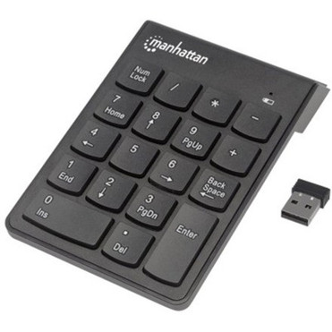 Manhattan Numeric Keypad Wireless 24GHz USB-A Micro Receiver 18 Full Size Keys Black Membrane Key Switches Auto Power Range - 178846