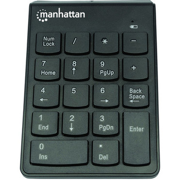 Manhattan Numeric Keypad Wireless 24GHz USB-A Micro Receiver 18 Full Size Keys Black Membrane Key Switches Auto Power Range - 178846