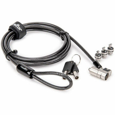Rocstor Cable Lock - Keyed Lock - Plastic Carbon Steel Zinc Alloy - 66 ft - For Notebook Desktop Computer Monitor Docking Y1RB029-B1