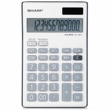 Sharp Simple Calculator - 3-digit Comma 4-Key Memory Double Zero Dual Power Auto Power Off - 1 Lines - 12 Digits - LCD - Powered EL124TGY