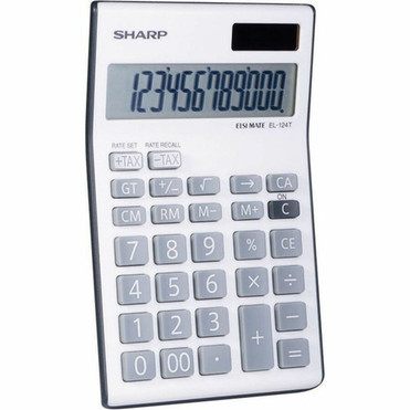 Sharp Simple Calculator - 3-digit Comma 4-Key Memory Double Zero Dual Power Auto Power Off - 1 Lines - 12 Digits - LCD - Powered EL124TGY
