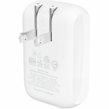 Belkin BoostCharge Dual Wall Charger 42W - 42 W - 3 ft Cable - 120 V AC 230 V AC Input - 5 V DC3 A 9 V DC 15 V DC 20 V DC Output WCB009DQWH