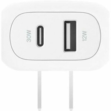 Belkin BoostCharge Dual Wall Charger 42W - 42 W - 3 ft Cable - 120 V AC 230 V AC Input - 5 V DC3 A 9 V DC 15 V DC 20 V DC Output WCB009DQWH