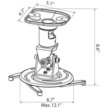 Amer_Mounts_Universal_Ceiling_Projector_Mount_-_White_-_Supports_up_to_30lb_load_360_degree_rotation_180_degree_tilt_AMRP100