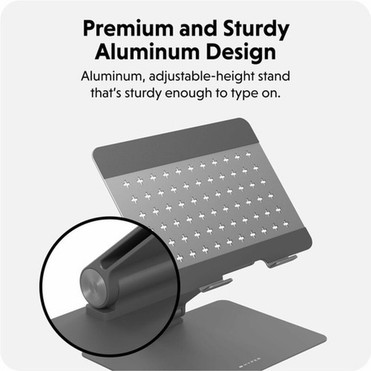 Targus HyperSpace Ergonomic Adjustable Laptop Stand - Space Grey - Up to 22 55880 mm Screen Support - Aluminum - Space Gray - For HS1150GYGL