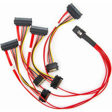 Rocstor 50cm Internal Serial Attached SCSI Mini SAS Cable - SFF8087 to 4x SFF8482 - 16 ft 050 m Mini-SASSATA Data Transfer Cable Y10C871-RD