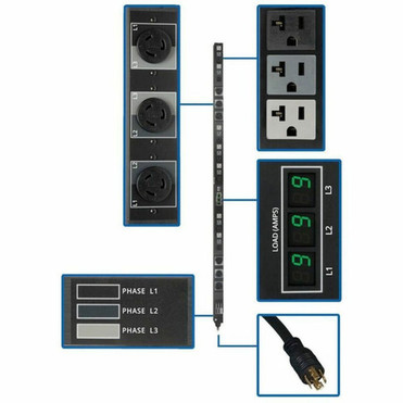 Tripp Lite by Eaton 3-Phase Metered PDU - NEMA L21-20P - 6 x NEMA L6-20R 21 x NEMA 5-1520R - 230 V AC - 570 kW - Vertical - PDU3MV6L2120B
