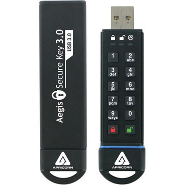 Apricorn 16GB Aegis Secure Key USB 30 Flash Drive - 16 GB - USB 30 - 195 MBs Read Speed - 162 MBs Write Speed - 256-bit AES - 3 ASK3-16GB