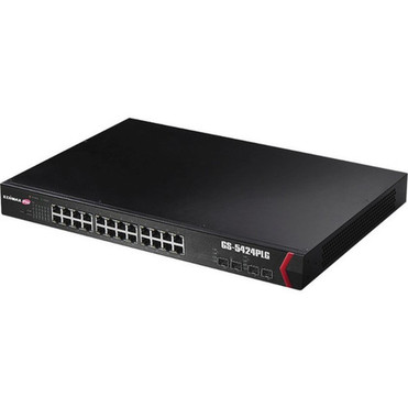 Edimax 24-Port Gigabit PoE with 4 SFP Slots Web Smart Switch - 24 Ports - Manageable - Gigabit Ethernet - 1000Base-T 1000Base-X - 2 GS-5424PLG