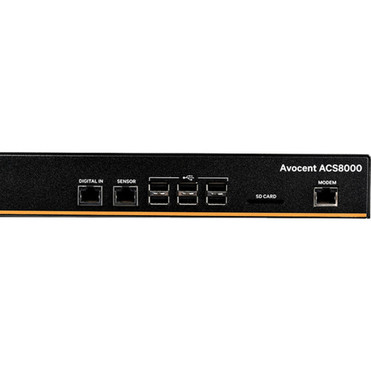 Avocent ACS 8000 48-Port Serial Console Server Dual Internal DC Power Supply Analog Modem 1U Chassis - 1 GB - DDR3 SDRAM - Twisted ACS8048MDDC-400
