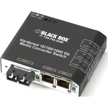 Black Box LBH2001 TransceiverMedia Converter - 2 x Network RJ-45 - 1 x SC Ports - Multi-mode - 003 mil 0 mm Fiber - Gigabit - - LBH2001A-H-SC-24