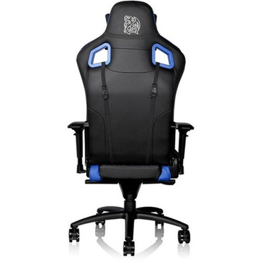 Tt eSPORTS GT Fit F100 Gaming Chair - For Game - Foam Steel Metal Polyvinyl Chloride PVC Aluminum Faux Leather - Black Blue GC-GTF-BLMFDL-01
