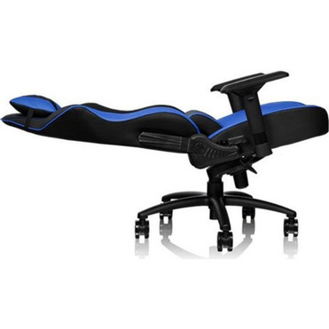Tt eSPORTS GT Comfort Gaming Chair - For Game - Foam Aluminum Steel Polyvinyl Chloride PVC Faux Leather Metal - Black Blue GC-GTC-BLLFDL-01