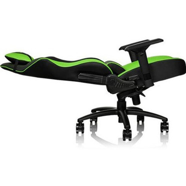 Tt eSPORTS GT Comfort Gaming Chair - For Game - Foam Aluminum Steel Polyvinyl Chloride PVC Faux Leather Metal - Black Green GC-GTC-BGLFDL-01