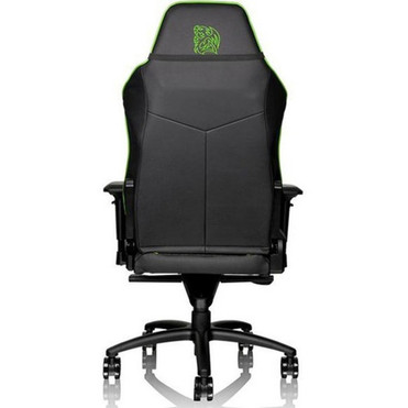 Tt eSPORTS GT Comfort Gaming Chair - For Game - Foam Aluminum Steel Polyvinyl Chloride PVC Faux Leather Metal - Black Green GC-GTC-BGLFDL-01