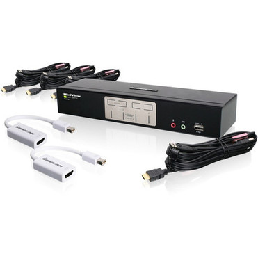 IOGEAR 4-Port HDMI KVMP with MiniDisplayPort Adapters Bundle - 4 Computers - 1 Local Users - 1920 x 1200 - 8 x USB - 5 x HDMI GCS1794MDPKIT
