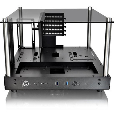 Thermaltake Core P1 TG Mini ITX Wall-Mount Chassis - Wall Mountable - Black - Tempered Glass SPCC - 4 x Bay - Mini ITX Motherboard - CA-1H9-00T1WN-00