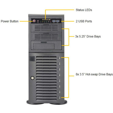 Supermicro SuperWorkstation 7049A-T Server Barebone System - 4U Tower - Socket P LGA-3647 - 2 x Processor Support - Intel C621 Chip - SYS-7049A-T