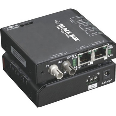 Black Box LBH100 TransceiverMedia Converter - 2 x Network RJ-45 - 1 x SC Ports - Multi-mode - 003 mil 0 mm Fiber - Fast Ethernet LBH100A-PD-SC-24