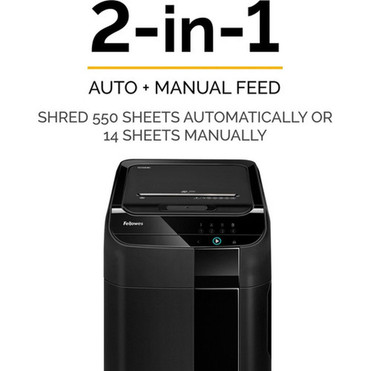Fellowes AutoMaxtrade 550C Auto Feed Shredder - Continuous Shredder - Cross Cut - 550 Per Pass - for shredding Staples Paper Clip 4963001
