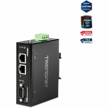 TRENDnet Industrial Modbus Gateway - Twisted Pair - 2 x Network RJ-45 - 1 x Serial Port - 10100Base-TX - Fast Ethernet - DIN Rail TI-M12