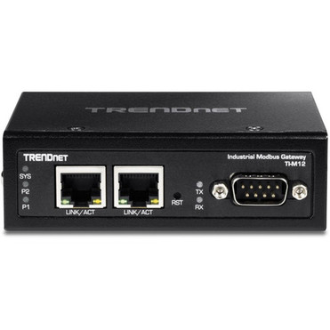 TRENDnet Industrial Modbus Gateway - Twisted Pair - 2 x Network RJ-45 - 1 x Serial Port - 10100Base-TX - Fast Ethernet - DIN Rail TI-M12
