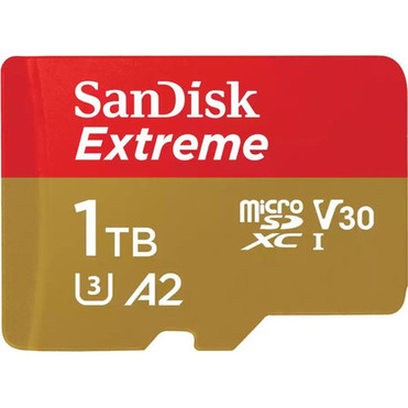 SanDisk Extreme 1 TB Class 3UHS-I U3 V30 microSDXC - 190 MBs Read - 130 MBs Write SDSQXAV-1T00-GN6MA